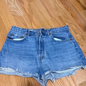 Zara Blue Distressed Jean Shorts